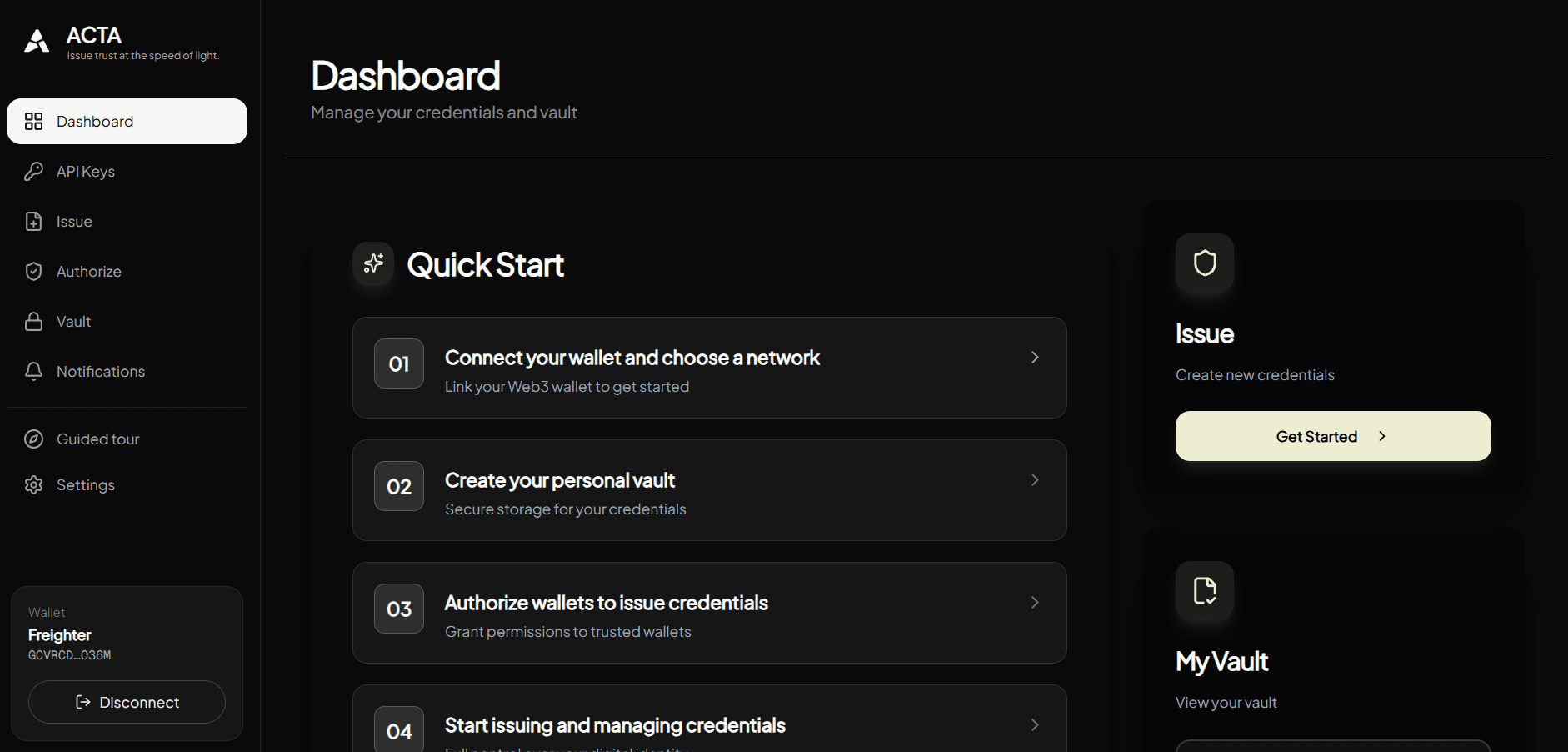 ACTA dashboard preview
